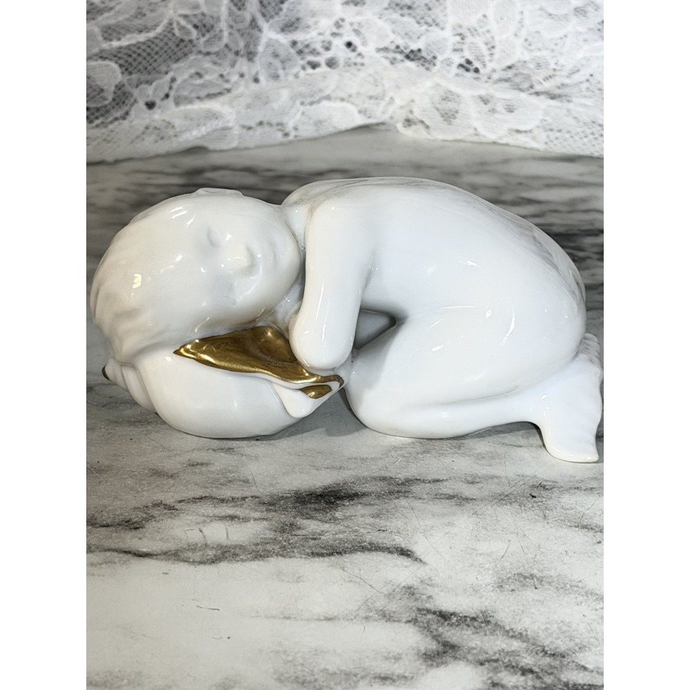 Bing & Grondahl Blanc de Chine Figurine of Child with Seashell No 2315 (A3168)